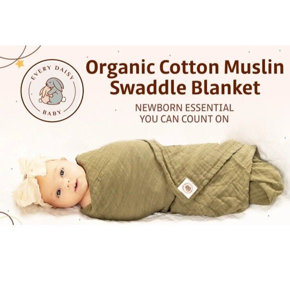 NEW Baby Organic Cotton Muslin Swaddle Blanket Nursing Stroller Cover Camo 47x47 - Picture 2 of 7